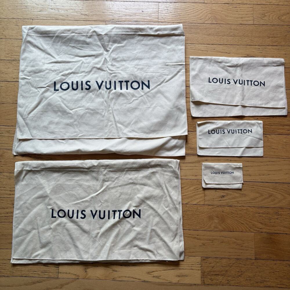 Lot of Louis Vuitton Fold Over Dust Bags in 5 sizes 24" 22" 13" 9" 5" - Used